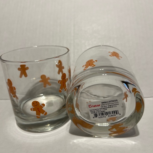 🍪 Gingerbread Man Rocks Glasses Set of 2 • 10.5 oz • Cristar Holiday Drinkware - Picture 2 of 2